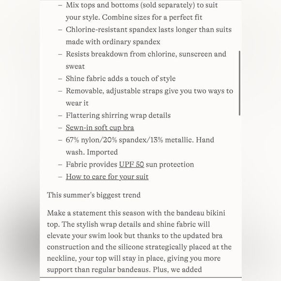 Lands End Plus Chlorine Resist Bandeau Twist Front swim Top deep balsam shine 14 - Picture 6 of 7